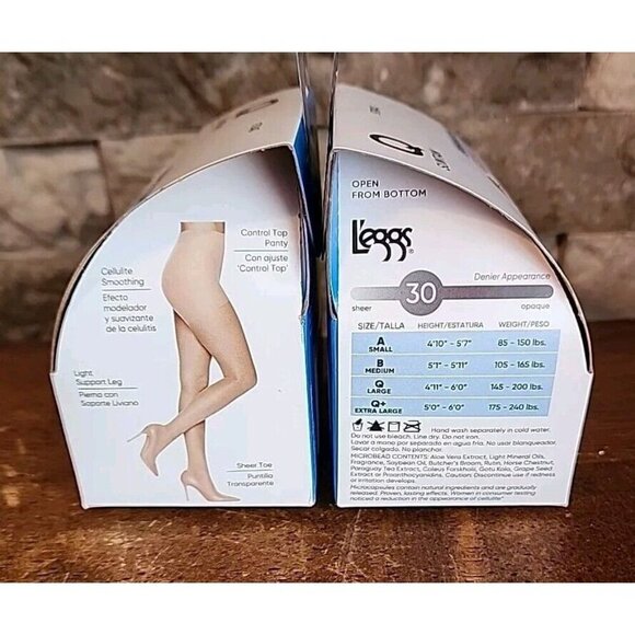 L'eggs Sheer Energy Pantyhose Compression Light Support Suntan Q Size 2 Pack - Picture 4 of 5